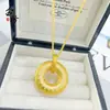 Colgante de Paz con Patrón de Moneda Antigua, Cobre Chapado en Oro con Filigrana e Incrustación Completa de Diamantes, Cadena para Clavícula de Nuevo Estilo Chino