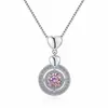 Collar Transfronterizo Europeo y Americano de Moissanita para Mujer, Colgante Redondo en Forma de Corazón, Cadena para Clavícula Versátil de Moda de Alta Gama en Plata de Ley S925