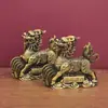 Ornamento Qilin Atraente para Riqueza Cor Bronze um Par Tamanho Grande Sala de Estar Hall de Entrada Decoração de Casa Entrando em Casa Nova Qilin Apresentando Tesouro