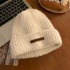 Gorro de lã tricotado para mulheres no outono e inverno, estilo coreano, versátil, pequeno, com rosto à mostra, circunferência da cabeça grande, biqueira quente
