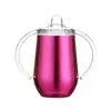 Taza Térmica de Acero Inoxidable 304 de Doble Pared y Doble Asa de 10 oz, con Tapa tipo Cáscara de Huevo, para Uso Transfronterizo, Asa Doble, Forma de U