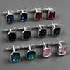 Aliexpress Amazon Transfronterizo Nuevo Rectangular Incrustado de Diamantes Cristal Azul Gemelos para Camisa de Hombre Traje Gemelos
