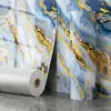 Papel de Parede Autoadesivo com Efeito Mármore Espessado Impermeável à Prova de Umidade Sala de Estar Cozinha Parede de Fundo Reforma Adesivo de Parede Decorativo Adesivo de Azulejo