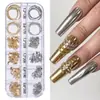 Nueva Joyería Caliente para Uñas ins Cadena Pequeña 12 Cajas Acero Dorado y Plateado Bola de Acero Pegatina Decorativa para Uñas DIY Cadena Metálica