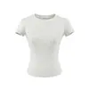 Camiseta básica de manga corta, cuello redondo, simple y sexy, nuevo estilo de verano, color liso versátil, corte ajustado, longitud corta