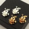Accesorios de joyería antiguos, colgante de florete de oro y plata de color cobre fundido, pequeño colgante de 16 x 24 mm