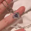 "Galaxia Sueño Púrpura" Vintager Retro Flash Corazón Púrpura Colgante Collar de Plata Único y Exquisito Cadena para Suéter