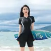Maiô plus size feminino peça única conservador manga curta para menina cheinha cobrir barriga modelador esportivo estudantil traje de banho para fontes termais,