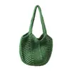 Bolsa Tejida a Mano Estilo Nuevo Primavera 2026 Gran Capacidad Casual Vacaciones Bolso de Paja Bolso de Hombro Bolso Cubo Negro