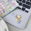 Llavero con forma de oso de mantequilla y estrella de leche, bonito bolso escolar con forma de corazón para niña, bolso para lápices, pequeño colgante para estudiante, regalo decorativo