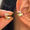 Brinco Ear Cuff Zircônia Gota d'Água Super Brilhante Cruzado Sem Furo Luxo Leve Estilo Frio High-End Nicho Exquisito Clipe de Orelha Brinco