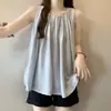 Camiseta sin mangas de cuello redondo para mujer talla grande, nuevo estilo Verano 2025, corte holgado, adelgazante, versátil, favorecedora, moderna
