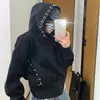 Sudadera corta con capucha gris estilo retro americano ajustada para hombre y mujer, nueva chaqueta cárdigan casual ajustada de primavera y otoño