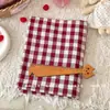 Tejido de hilo teñido lavado de algodón puro, tejido a cuadros estilo coreano con patrón Chaoyang rojo, adecuado para ropa de mujer, ropa infantil, bolsos, accesorios para el cabello y coleteros DIY