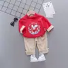 Ropa para Niños Niños, Conjunto Estilo Chino, Conjunto Casual de Dos Piezas Bordado con Botones Redondos de Manga Larga para Niños, Venta Directa