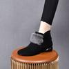 2026 Novas Botas Curtas Fosco de Outono e Inverno para Mulheres, Sapatos Femininos Versáteis Peludos e de Veludo, Botas Martin de Couro Macio Camurça com Solado Plano
