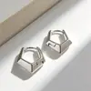 Estilo Minimalista, Brincos de Argola Simples em Prata S925, Brincos Versáteis para o Dia a Dia com Design Chique e Formato Poligonal