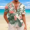 Camisa Havaiana Masculina Transfronteiriça Casual Masculina Manga Curta Lar Férias Praia Verão Camisa Top Estampada 3D