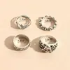 Anillo de Moda Transfronterizo Europeo y Americano Set Estilo Oscuro Calavera Carta de Póker Anillo Abierto Conjunto Multipièce Tendencia para Mujer
