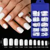 Popular Transfronterizo 100 Piezas de Caja de Uñas Cuadradas Cortas Rosas y Blancas Usables Color Puro Cuadrado Completo Pegatinas para Uñas DIY