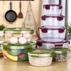 Plástico PP Redondo Sellado de Silicona Conservación Fresca Tazón para Fideos Instantáneos Lonchera para Estudiantes con Tapa Contenedor de Comida para Oficinista Tazón para Microondas