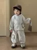 Primavera 2026 Nuevo Estilo Traje Sencillo Estilo Coreano para Bebé Niño Sudadera de Manga Larga Pantalones Casuales de Moda Conjunto de Dos Piezas de Primavera para Bebé