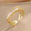 Anillo Exquisito Super Brillante de Circonita para Niñas, Lujo Accesible y Anillo de Apertura Ajustable de Gama Alta, Baño de Oro Real Simple