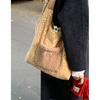 Bolsa Tote Casual Estilo Coreano Grande Capacidade Feminina 2025 Nova Outono e Inverno Bolsa de Pelúcia Fashionável Estampa de Leopardo Bolsa de Ombro Único Bolsa de Axila