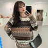 Suéter Japonés para Mujer 2023 Nuevo Otoño/Invierno Prendas de Abrigo Versátiles Estilo Holgado Perezoso Jersey Estilo Retro Hong Kong Suéter de Punto