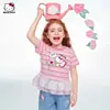 Camiseta de Verano para Niñas 2026 Nuevo Estilo Moderna Casual Holgada con Rayas Patchwork Falda Camiseta para Niños Mayores
