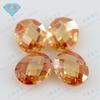 Huagang Gema Forma de Huevo Champán Doble Cara de Tortuga Circonita Piedra Nuda Oval Cuadriculada Color de Cara Gema CZ al por Mayor