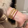 Anel de Corrida Cravejado de Diamantes Banhado a Ouro Vermelho Pulseira de Contas de Ouro para Mulheres, Novo Estilo Chinês Joia Versátil Exquisita Cravejada de Diamantes