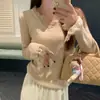 Estilo Coreano Elegante Principios de Otoño Cuello en V Clásico Encaje de Alta Calidad Capa Interior Manga Larga Camisa Base de Punto Versátil Top Moderno