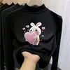 Camiseta interior De Rong, nueva colección otoño/invierno 2026, manga larga cepillada, ropa interior elegante y casual, top de cuello semi-alto para niñas