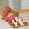 Sandalias de Playa Antideslizantes Cómodas de Moda para Mujer Talla Grande Sandalias de Mujer Suela Plana Punta Redonda Velcro Cómodas