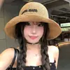 Sombrero de Paja Tejido Hueco Hecho a Mano Estilo Japonés para Mujer, Sombrilla de Ala Ancha para Vacaciones en la Playa, Protección Solar, Sombrero de Pescador