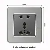 Versão de Hong Kong e Macau tomada britânica 13A com carregamento rápido USB tipo-c padrão britânico pé quadrado painel de fio de aço inoxidável cinza