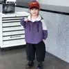 2135 Conjunto de Outono para Meninos 2026 Primavera e Outono Novo Estilo Coreano Jaqueta da Moda e Calça Cargo Casual para Crianças