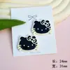 Negro y Blanco Rojo Vino Gatito Acrílico DIY Accesorios Funda de Teléfono Celular Zapatos con Agujero Parche Pasador Accesorios para el Cabello Material