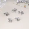 Joyería para Uñas Lz Nuevo Moño Plateado Brillante Circonita Diamante Colgante de Gota de Agua con Perla Borla Larga Joyería Diamante