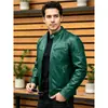 Chaqueta de Cuero Sintético Ajustada para Hombre con Cuello Alto, Chaqueta de Motociclista, Ropa Exterior Casual de Moda para Primavera y Otoño, Nueva Chaqueta de Cuero Transfronteriza