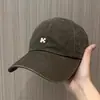 Sombrero de Sol Lavado Retro Desgastado Bordado de Rompecabezas de Nicho Parche Estilo Coreano Gorra de Béisbol Versátil con Visera Ancha