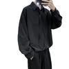 Camisa Nueva para Hombre 2024 Estilo Hong Kong Marca de Moda Tendencia Suelta Color Sólido Simple Casual Manga Larga Corbata de Hombre