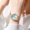 Novo Relógio com Pulseira de Aço Feminino Moda Nicho Temperamento Relógio Comércio Exterior Relógio de Luxo Leve Relógio de Quartzo Feminino de Ponta