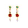 Luz de Tráfico Antigua Color de Contraste Joya Perla Pendientes Accesorios Hanfu Pendientes Largos con Borlas Elegantes Distintivos