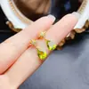 Pendientes de Peridoto Natural Más Vendidos con Incrustaciones de Plata S925, Piedra Principal 6*8, Venta Directa de Fábrica de Joyería de Lujo, Artículo Popular en Transmisión en Vivo