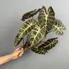 Folhas de Fada Pavão Preto Altamente Realistas para Decoração de Salão de Casamento, Arranjos de Flores Artificiais, Parede de Plantas, Folhas de Taro