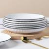 Plato de Cerámica Blanco Puro para Hogar de 10 Pulgadas Plato Grande Plato Simple Grano Vertical Plato Yamada Plato para Bistec Plato para Cena Plato para Ensalada