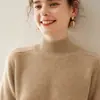 Suéter de Cashmere com Gola Alta Meia e Ombros Raglã para Mulheres Sete Fios Espessado Solto Suéter Pulôver Manga Longa Tricô Base para Mulheres