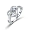 Anillo de Plata de Ley S925 con Corazón Envolvente y Moissanita para Mujer, Cuatro Garras, Piedra Redonda, Brazo Retorcido, Anillo de Compromiso, Fábrica de Origen de Joyería